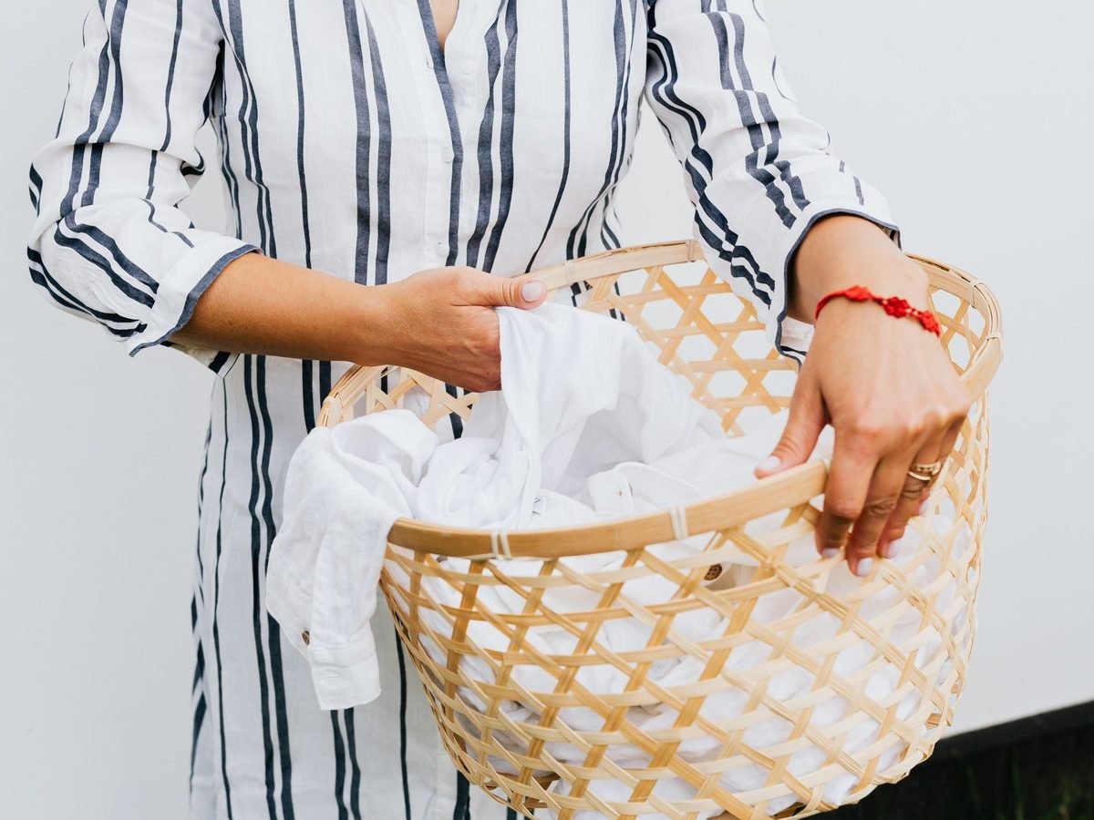 A basket of fresh white laundry, ready to go